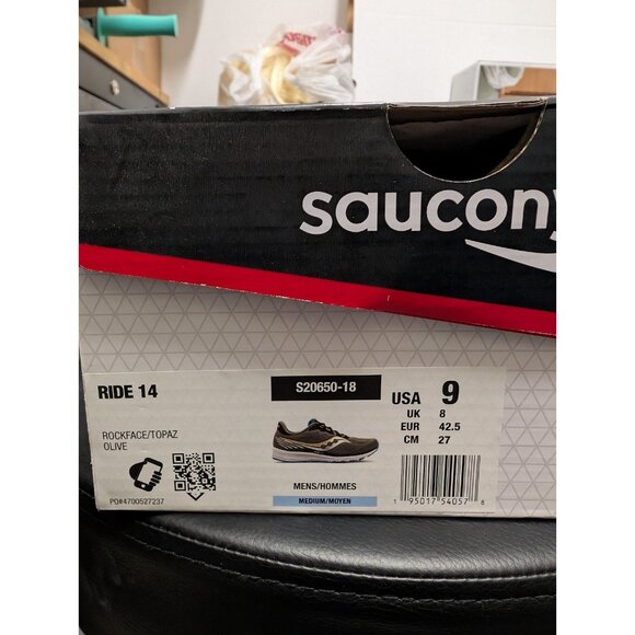 Saucony Men's Ride 14 Running Shoes, Rockface/Topaz, size 9 - Picture 6 of 6